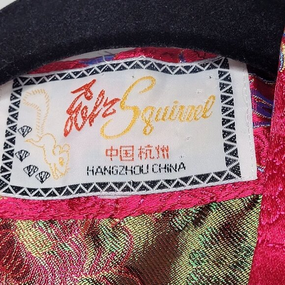 Solz Squirrel Vintage Chinese Satin Kimono One Size Pink Embroidered floral - Picture 4 of 14